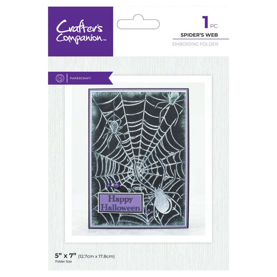 Crafters Companion - Pearl Powder 5x7 Inch Embossing Folder Spiders Web