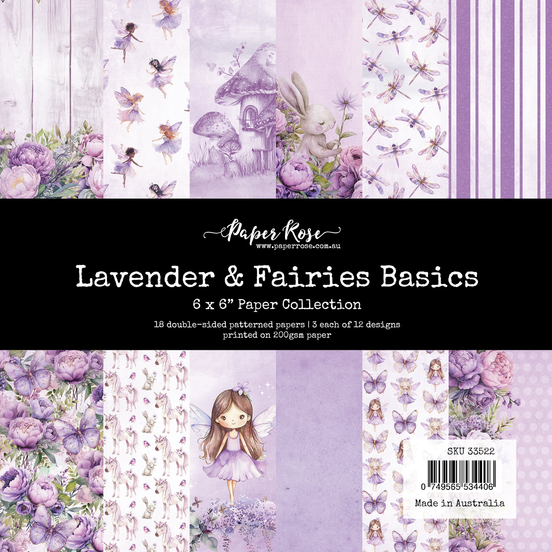 Paper Roses - Lavender & Fairies Basics 6x6 Paper Collection