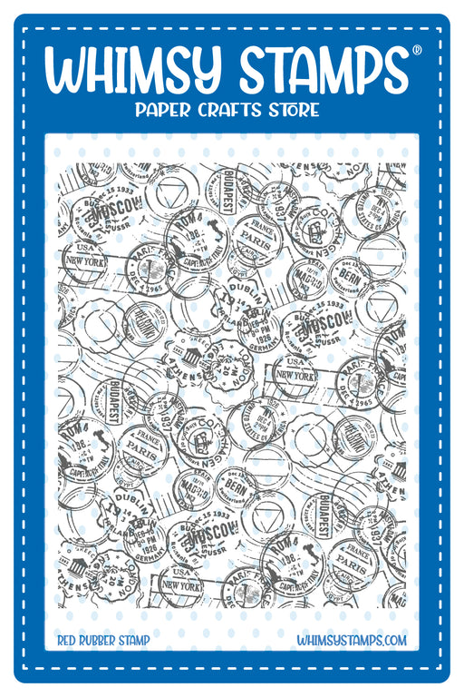 Whimsy Stamps -  Postmarks Background Rubber Cling Stamp 