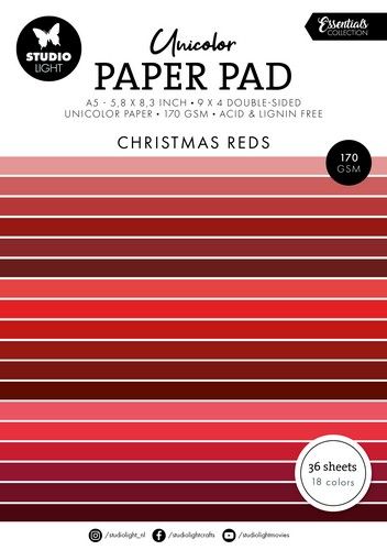 Studio Light Unicolor Paper Pad Christmas reds Essent. nr.205