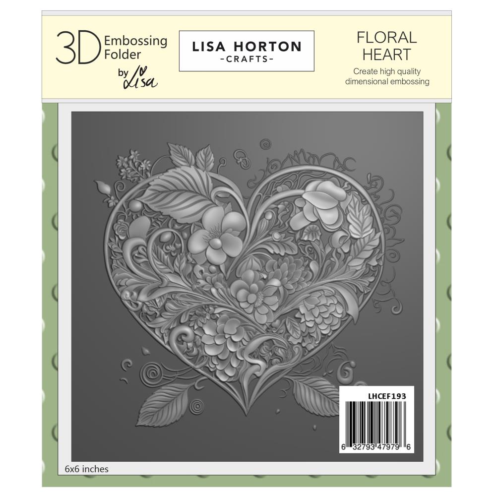 Lisa Horton Crafts Embossing Folder 6"X6" - Floral Heart 