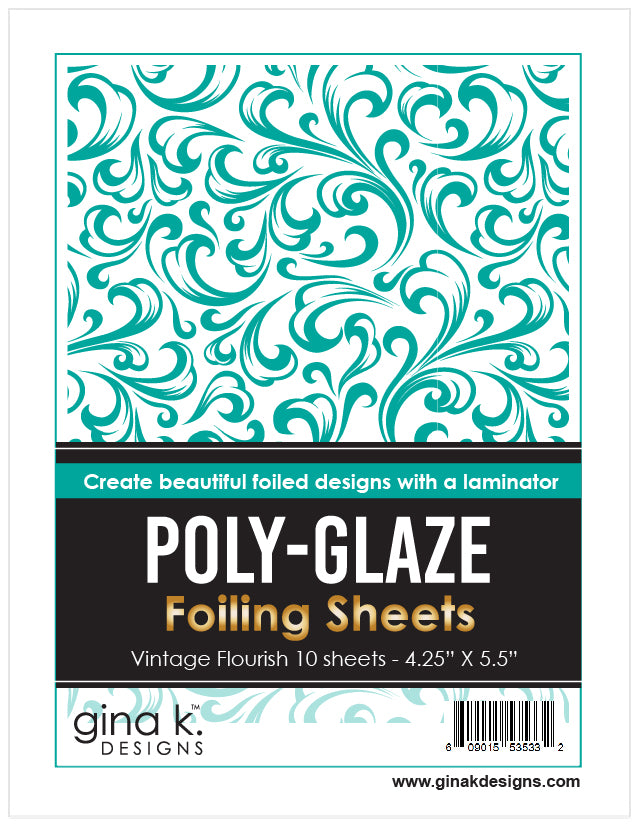 Gina K Designs - POLY-GLAZE Foiling Sheets- Vintage Flourish 