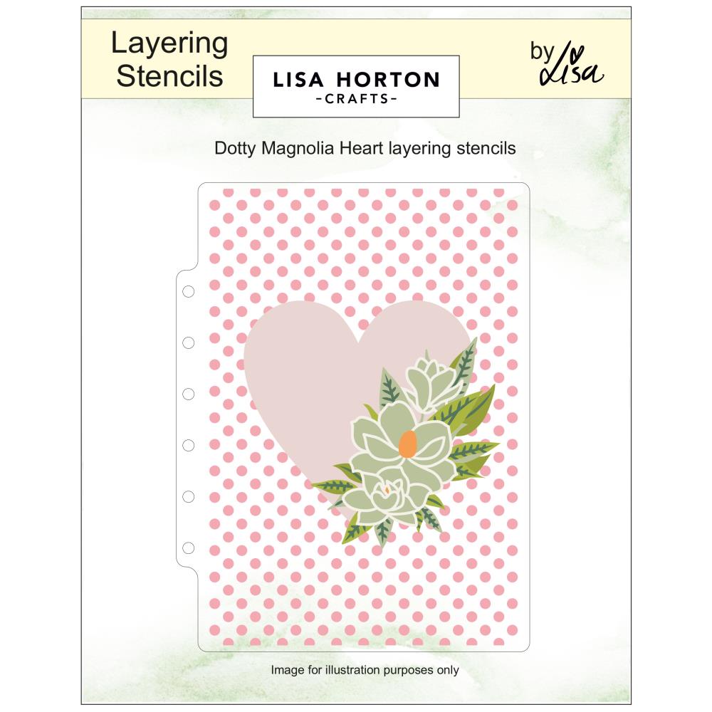 Lisa Horton Crafts Layering Stencils 5"X7" -   Dotty Magnolia Heart 