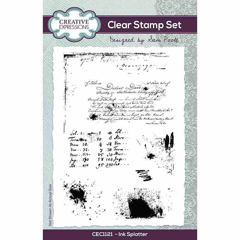 Creative Expressions Sam Poole Ink Splatter 4 in x 6 in Clear Stamp Set