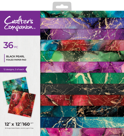 Crafter's Companion - Black Pearl 12x12 Inch Foiled Paper Pad 