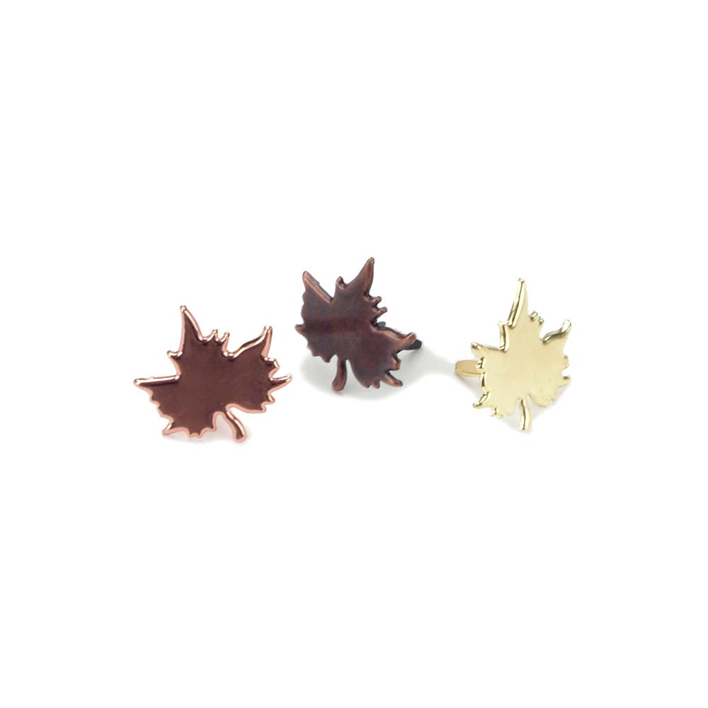 Creative Impressions Metal Paper Fasteners - Leaves - Metallic 