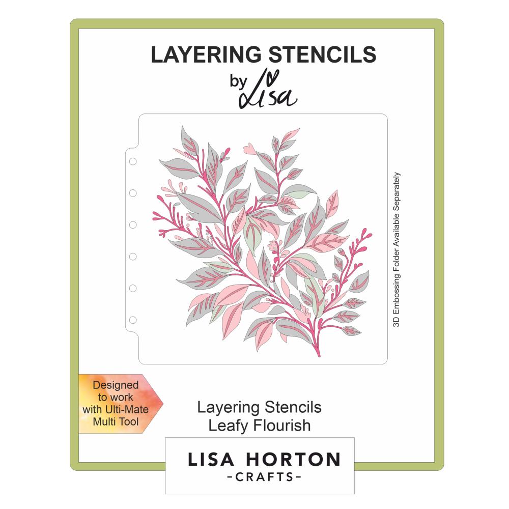 Lisa Horton Crafts Layering Stencils 6"X6" - Leafy Flourish