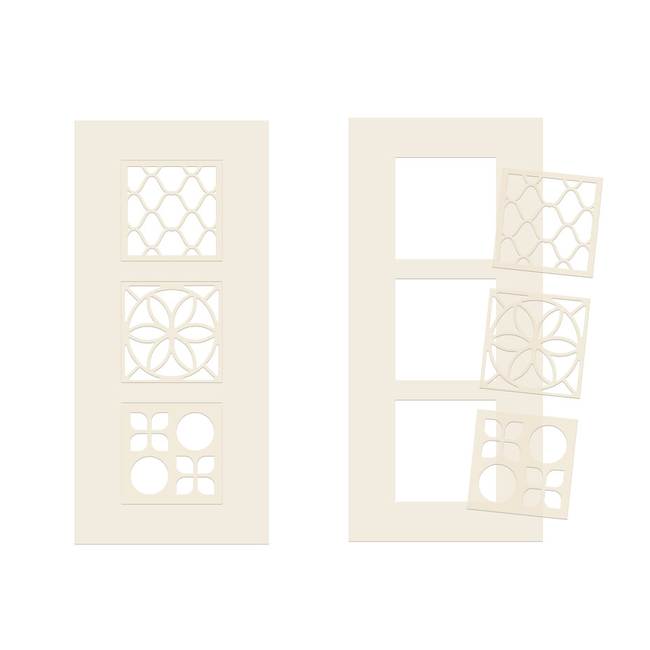 Polkadoodles - Switchables Square Triptych Creative Stencils