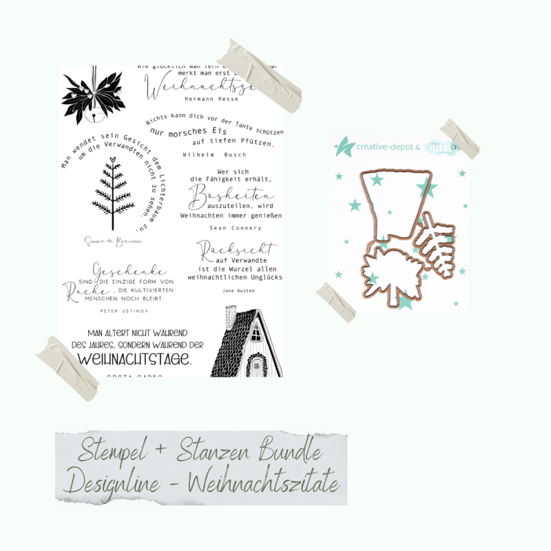 Creative Depot - Bundle - Designline - Weihnachtszitate - Stempelset & Stanzen