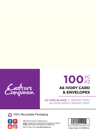 Crafter Companion - Card & Envelopes A6 Ivory (100pcs)