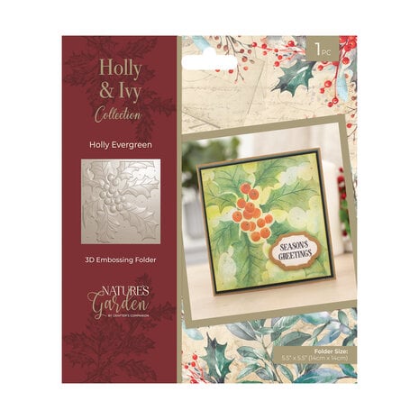 CC - Holly & Ivy 3D Embossing Folder Holly Evergreen