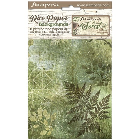 Stamperia - Forest A6 Rice Paper Backgrounds (8pcs)