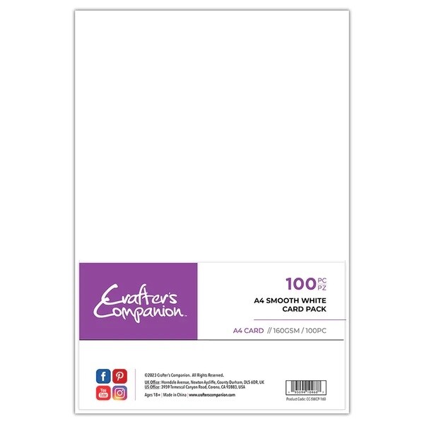 Crafter's Companion - A4 Smooth White Card Pack 160 gsm - 100 st.