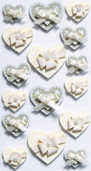 Art-Work Handmade 3D Stickers heart with bow