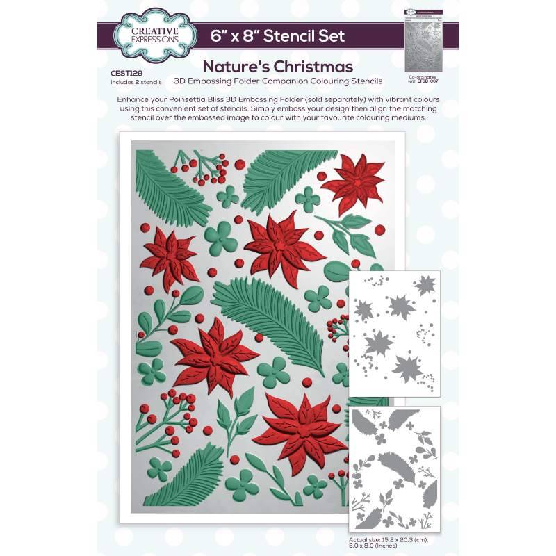 Creative Expressions Nature’s Christmas Companion Colouring Stencil Set 6 in x 8 in 2pk