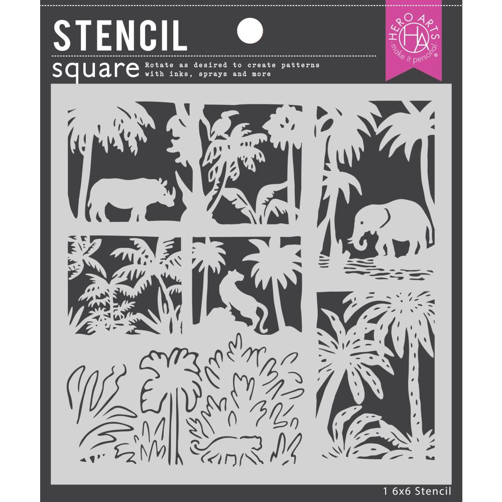 Hero Arts Stencil 6"X6" -  Jungle Scene 