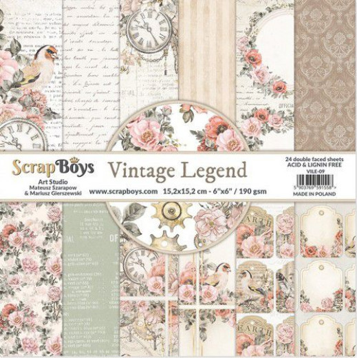 ScrapBoys Vintage Legend paperpad 24 vl+cut out elements 