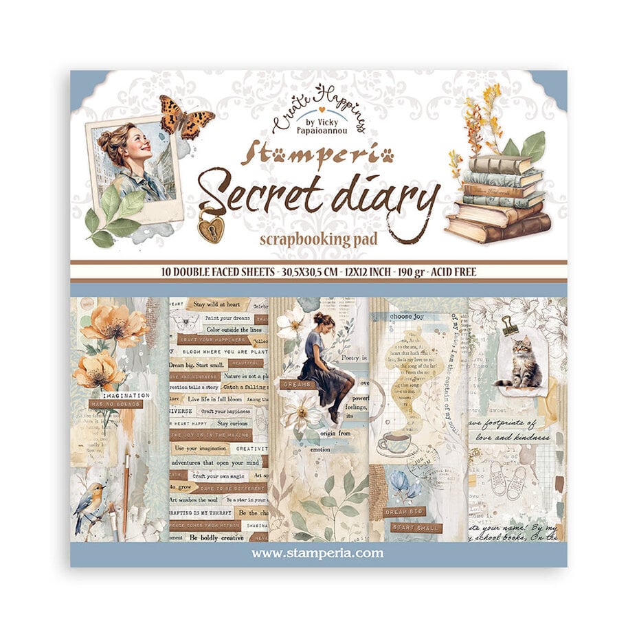 Stamperia - Create Happiness Secret Diary 12x12 Inch Paper Pack