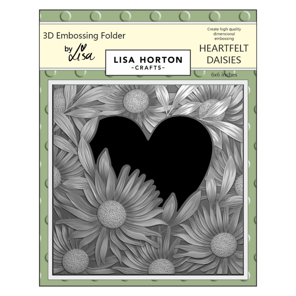 Lisa Horton Crafts Embossing Folder 6"X6" - Heartfelt Daisies