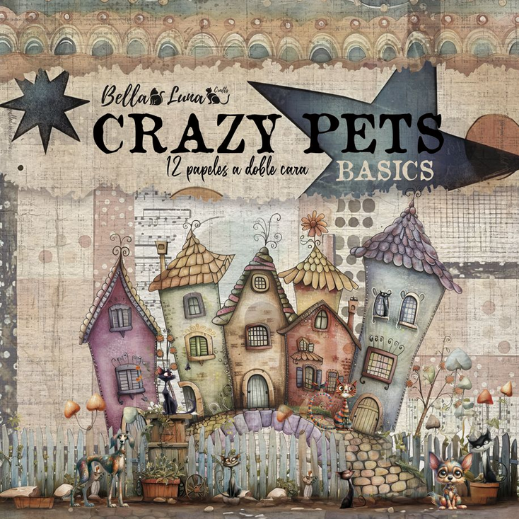  Bellaluna Crafts Pad 12x12" Bellaluna Crafts con 12 papeles doble cara Crazy Pets Basics