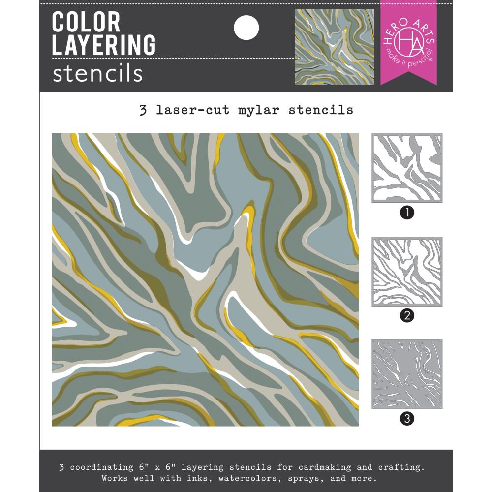Hero Arts Color Layering Stencil Set 6"X6" - Marbling