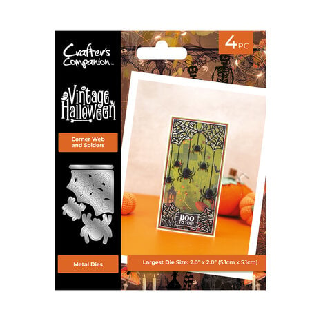 Crafters Companion - Vintage Halloween Metal Die Corner Web and Spiders