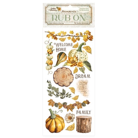 Stamperia - Golden Harmony Rub-On 4x8,5 Inch Pumpkins