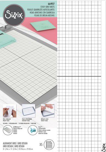 Sizzix Accessory Sticky Grid Sheets 8.25"X11.75" 5/Pkg