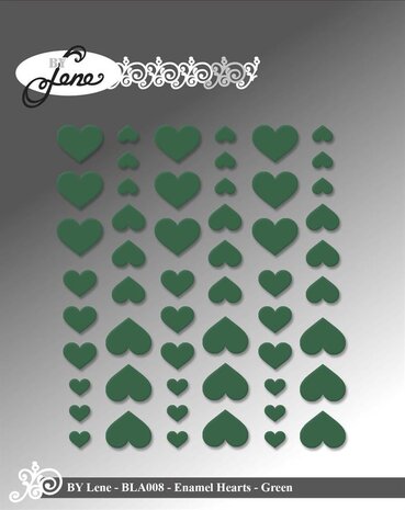 By Lene - Enamel Hearts Christmas Green (54pcs)